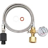 Upgraded Soda Machine Co2 Adapter Stainless Steel Hose with Larger Pressure Gauge, CGA320 Co2 Tank Direct Hose Adapter to Jet/One Touch/Fizzi/Aqua Fizz Soda Water Machine (60 inch)