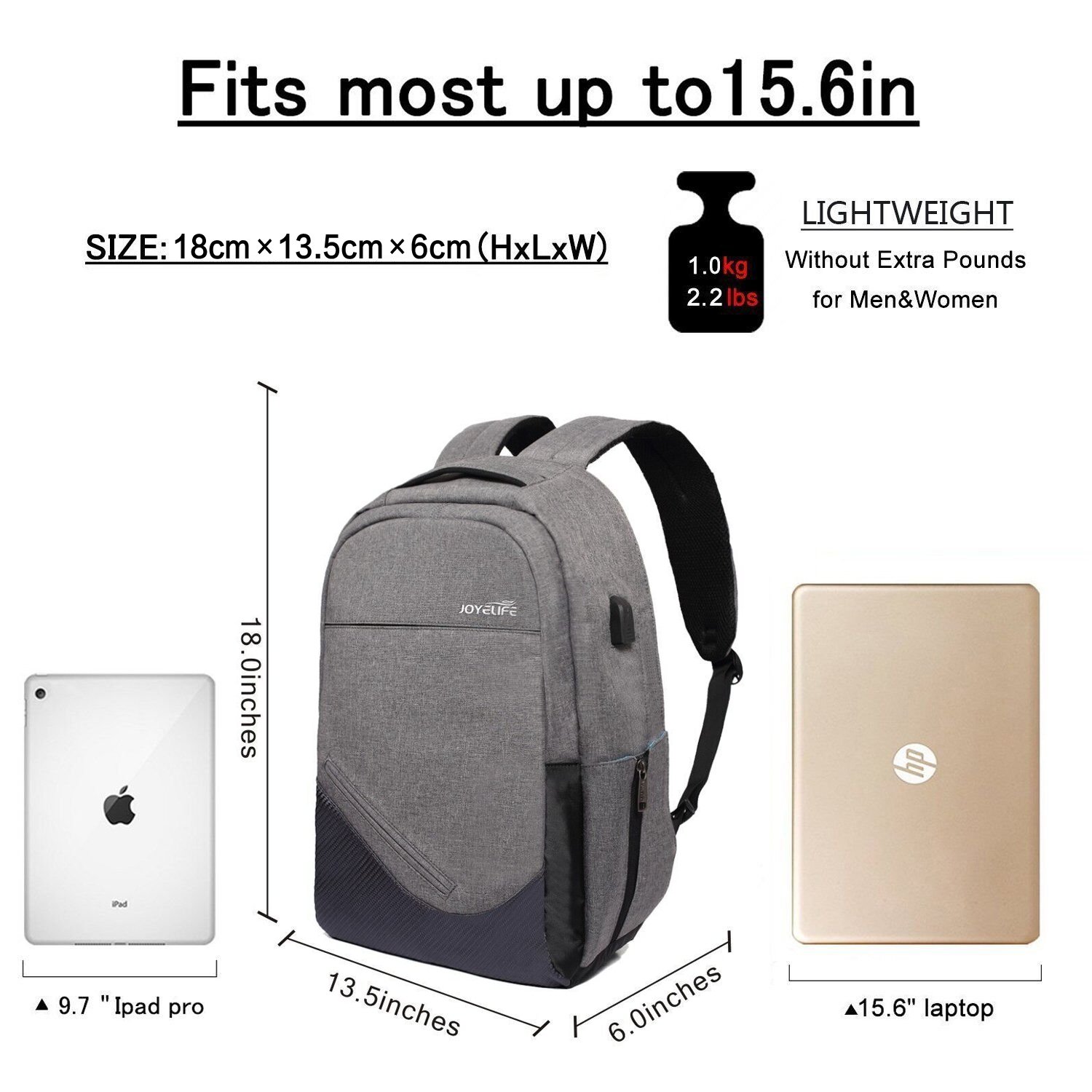 JINTU Anti-Theft Oxford 30L/Grey Backpack Shoulder Camera Bag Waterproof Laptop Rucksack School Case, Fit 15.6 inch Notebook -5 Stars Rated Product in USA UK