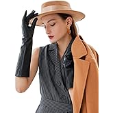 VIKIDEER Elegant Winter Black Long Leather Gloves for Women Full Touchscreen Womens Ladies Warm Lined Genuine Leather Gloves