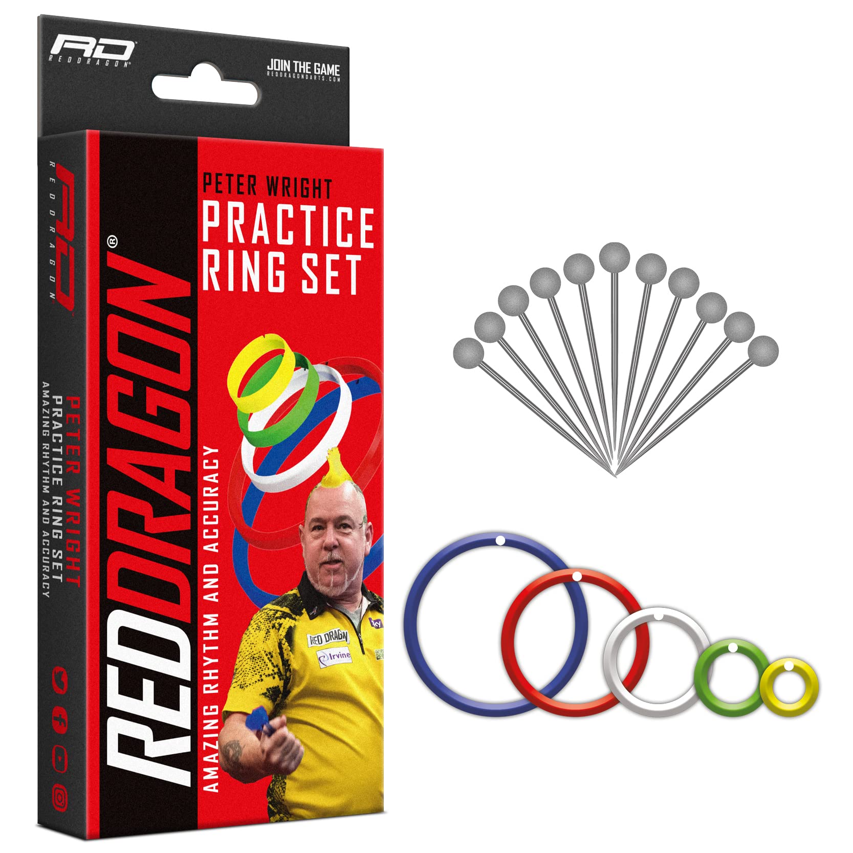 RED DRAGON Darts - Peter Wright Snakebite - Exclusive & Official Dart Practice Rings - Assorted Colours - Professional Darts Accessories