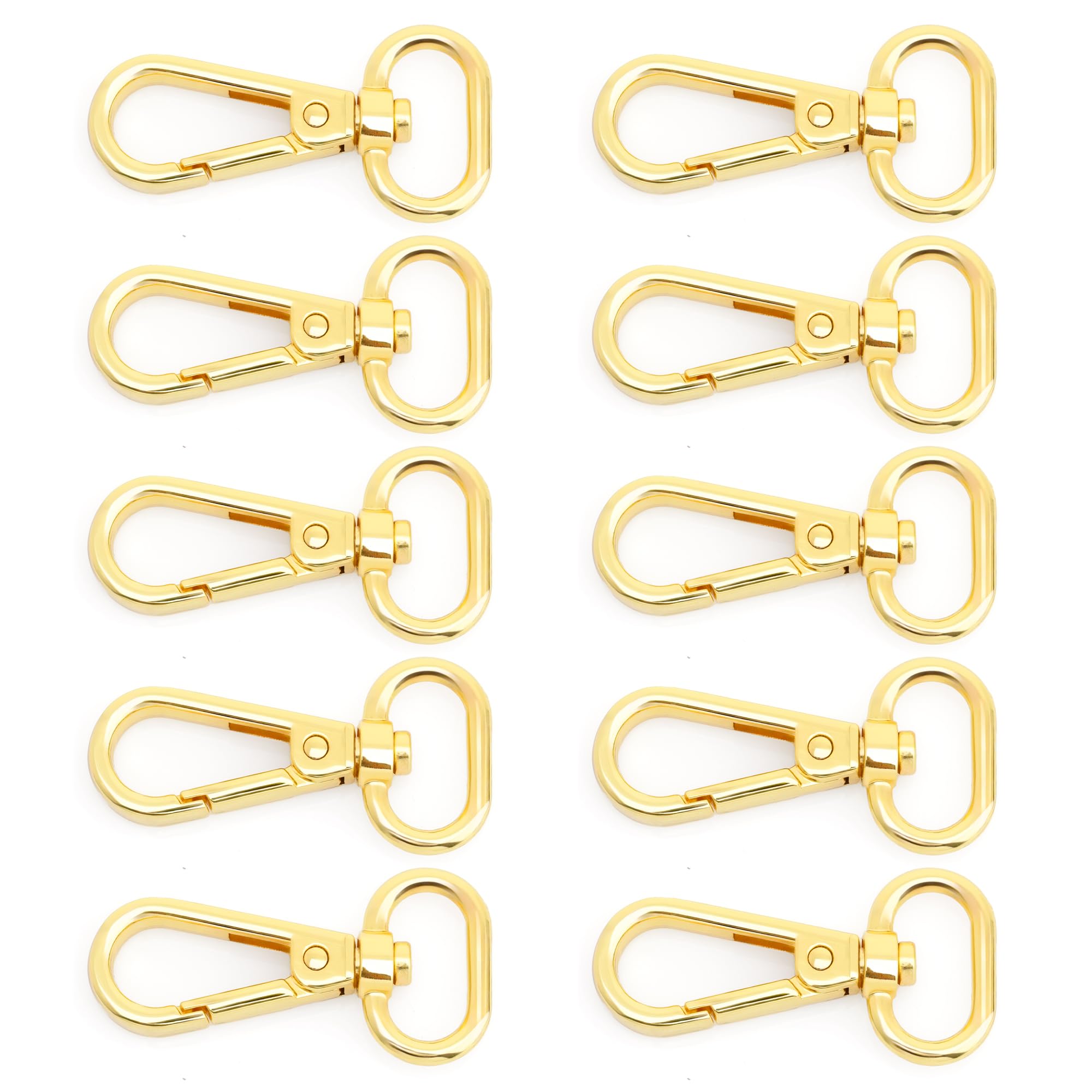 CRAFTMEMORE Snap Hook Swivel Push Gate Lobster Clasps Fashion Clips Purse Making FS10 Pack of 10 (Gold, 1 Inch)