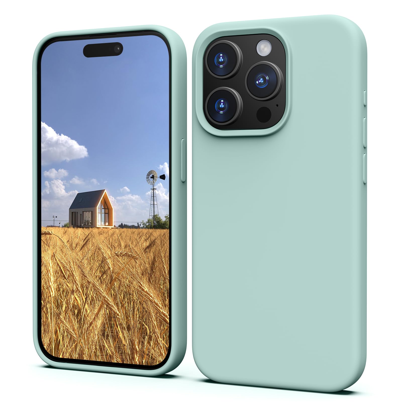 TIIXXA Silicone Case for iPhone 15 Pro Case, Soft Ultra Slim Protective Shockproof Liquid Silicone Phone Case, Anti-Scratch Microfiber Lining, 6.1" Cyan — image 1