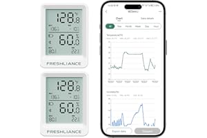 FRESHLIANCE FOCUS ON FRESH AND SAFE LIFE ONLY Freshliance Bluetooth Temperature Humidity Data Logger Recorder, Refrigerator Freezer Thermometer Hygrometer, Digital Remotely Temperature Humidity Monitor with APP Data Analysis, 2packs