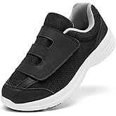 alcubieree Diabetic Shoes for Men Wide Width Slip with Adjustable Closure for Swollen Feet Edema for Elderly Foot Pain Relief Neuropathy Black