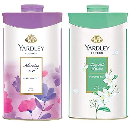 Yardley London Morning Dew Perfumed Talc for Women, 250g & Yardley London Imperial Jasmine Perfumed Talc for Women, 250g