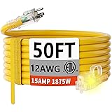 HUANCHAIN 50 FT 12/3 Gauge Heavy Duty Outdoor
