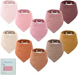 Yoofoss Baby Bibs 10 Pack Muslin 6 Layer Adjustable Snaps 100% Cotton Gift