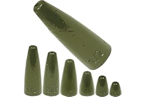 Reaction Tackle Lead Worm Weights Bullet Shaped Sinkers with Size Stamped - Bass Fishing Tackle Sinkers Fishing Weights (25-Pack)