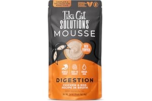 TIKI PETS Tiki Cat Solutions Digestion Mousse, Chicken & Egg Recipe in Broth, Formulated to Support Healthy Digestion, Functional Wet Cat Food, 2.4 oz. Pouch (12 Count)