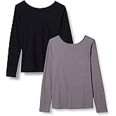 Amazon Essentials Women's Slim Fit Scoop Back Long Sleeve Rib-Knit T-Shirt