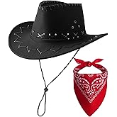 JOYEBUY Kids Western Party Hats Toddler Cowboy Hats Boys Girls Cowgirl Hat with Bandanas
