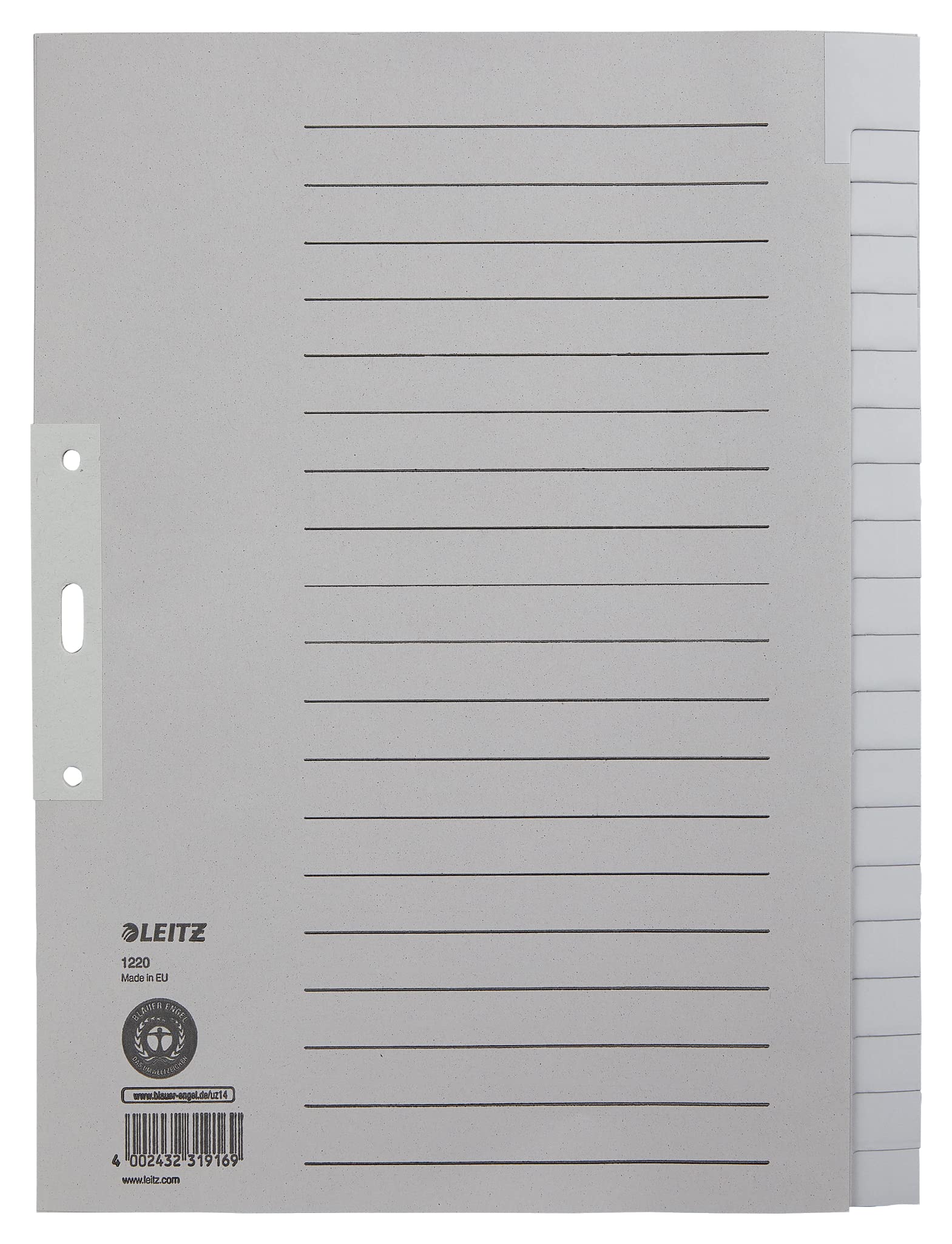 Leitz 12003085 Index Sheets Blank A4 Paper 20 Sheets Pack of 5 Grey