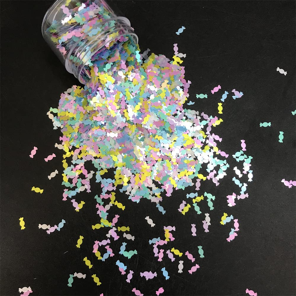 10 Grams/Pack Colorful Mixes Candy Shape Glitter Sequins for Festival Rave Beauty Makeup Face Body Nail Craft Art Christmas Halloween Decoration (Color Mixes 2)