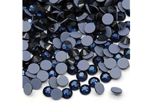 KZKCY Hotfix Rhinestones Flatback Glass Rhinestone 6000PCS SS6 1.9-2.0MM Round Gems for Nails Art Glitter Crystals Stone DIY Bags Clothes Shoes (Ink-Blue)