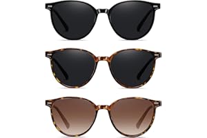 Arjien Polarized Sunglasses for Women Men UV400 Protection Trendy Round Shades Retro Vintage Sunnies 1/2/3 Packs