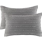 BOSOWOS Standard Size Pillow Shams Set of 2, Ultra Soft Breathable 20 x 26 Inches Pillow Case Envelope Closure, Microfiber Farmhouse Bed Pillowcases for Easy Care, Grey