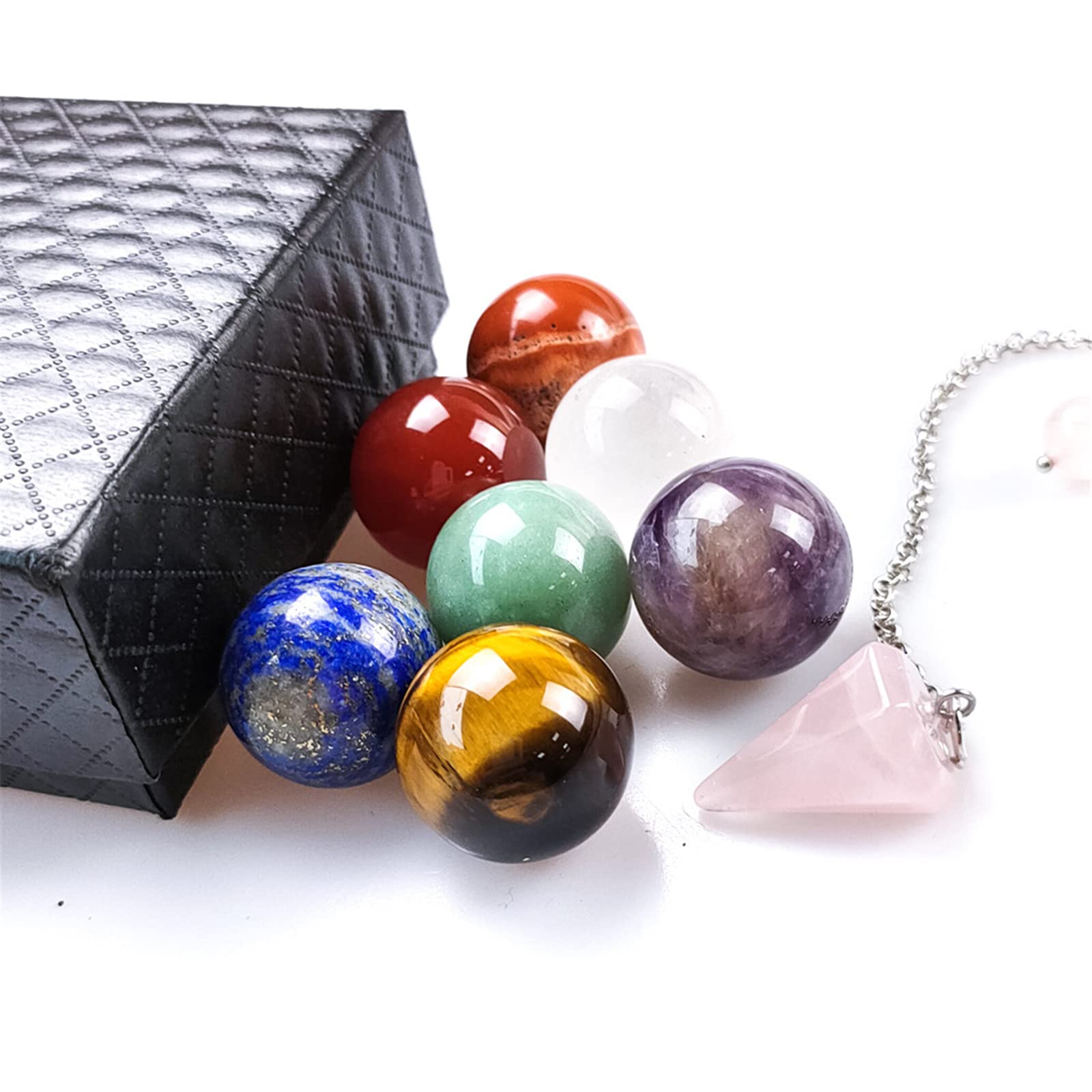 WANGCL 8Pcs Healing Crystal Sets in Gift Box Chakra Crystals Set Crystal Therapy Meditation Healing Crystal Necklace Crystals