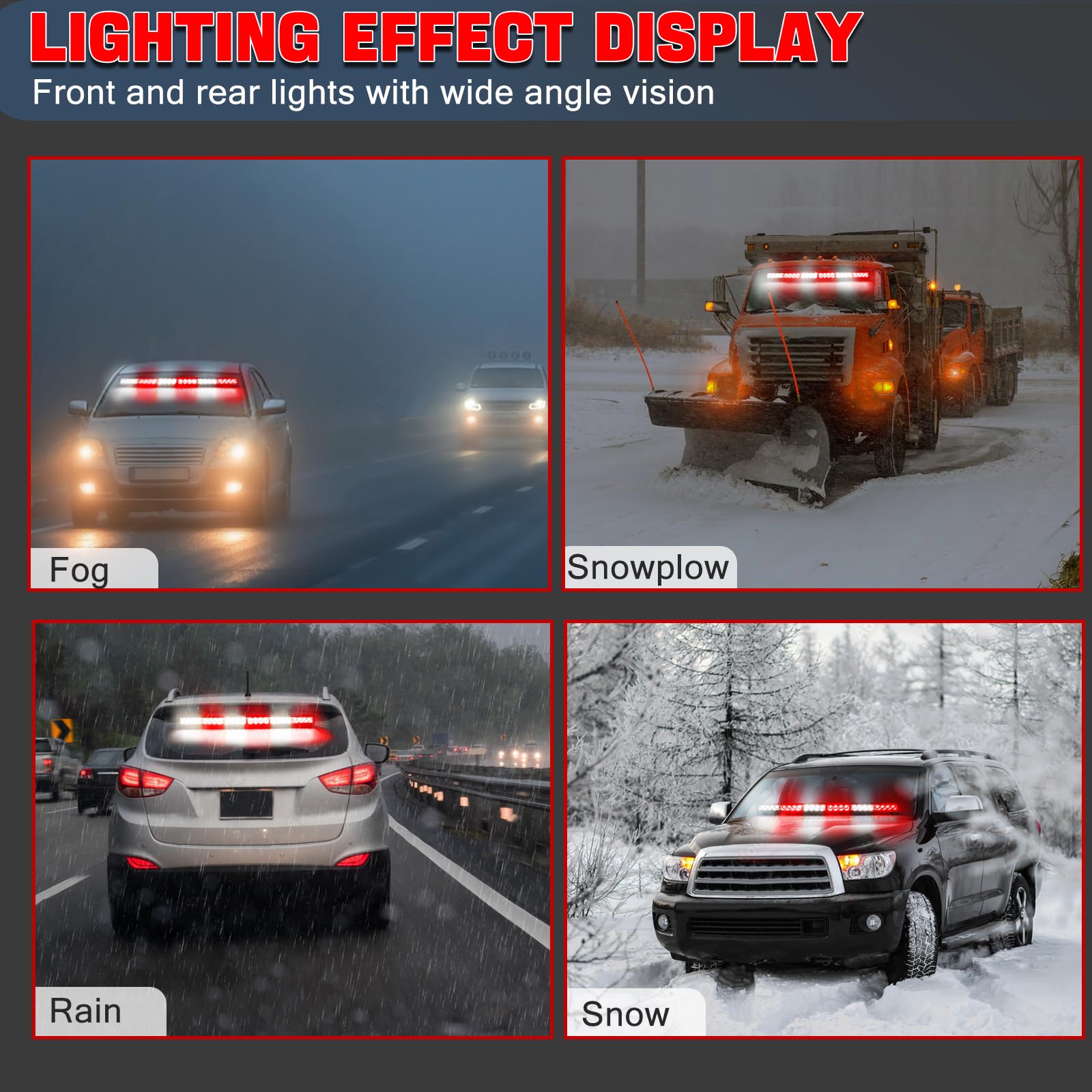 TeddyTT Emergency Strobe Firefighter Lights Bar Directional Traffic Advisor Warning Strobe Flash Emergency Fire Lights for Firefighters Vehicle Visor Lights 27 Inch 6Panel Led Remote Control White Red