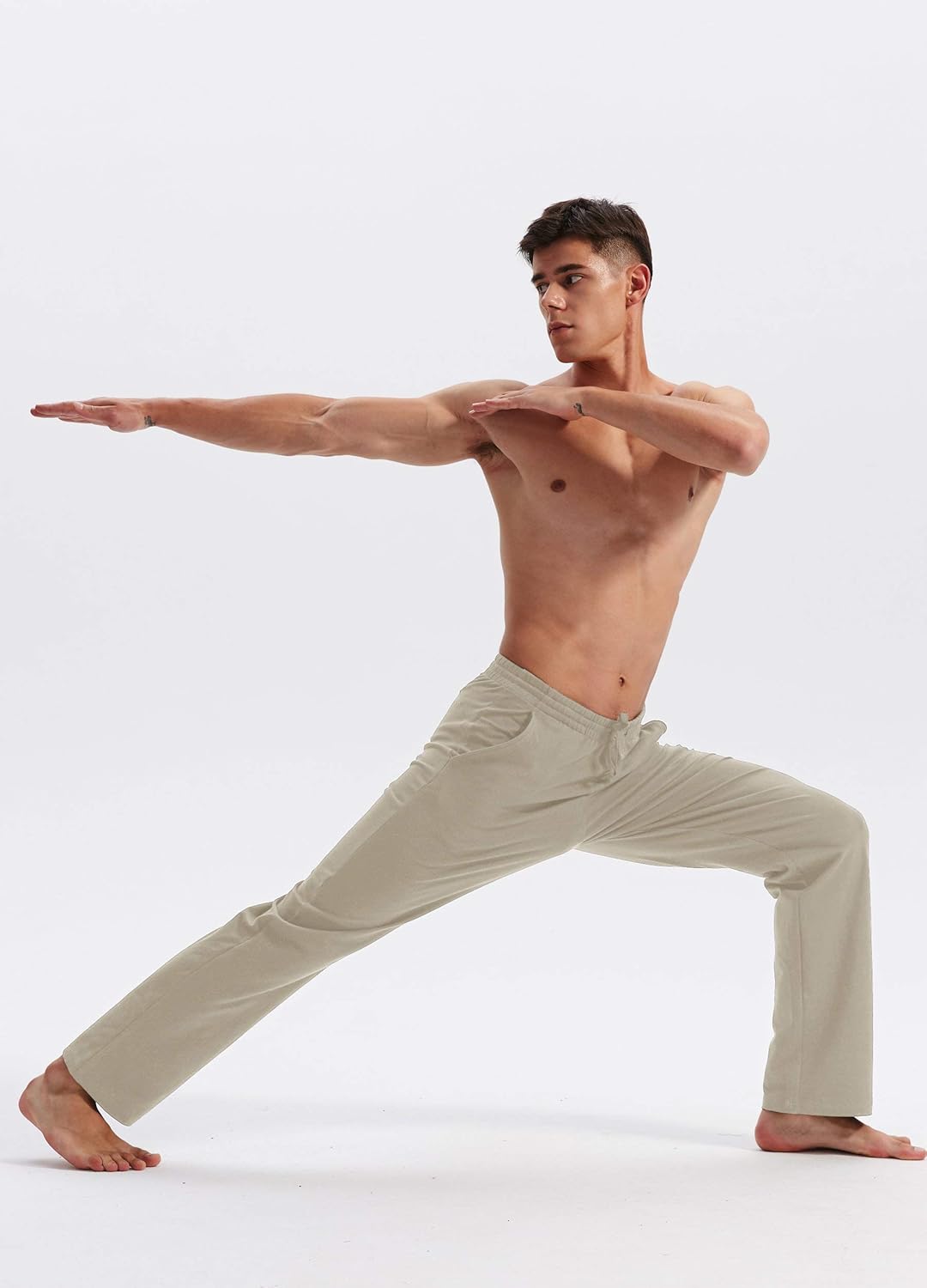 Willit Men's Cotton Yoga Sweatpants Open Bottom Joggers Straight Leg Running Casual Loose Fit Athletic Pants with Pockets : Clothing