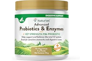 NaturVet – Advanced Probiotics & Enzymes - Plus Vet Strength PB6 Probiotic | Supports and Balances Pets with Sensitive Stomac