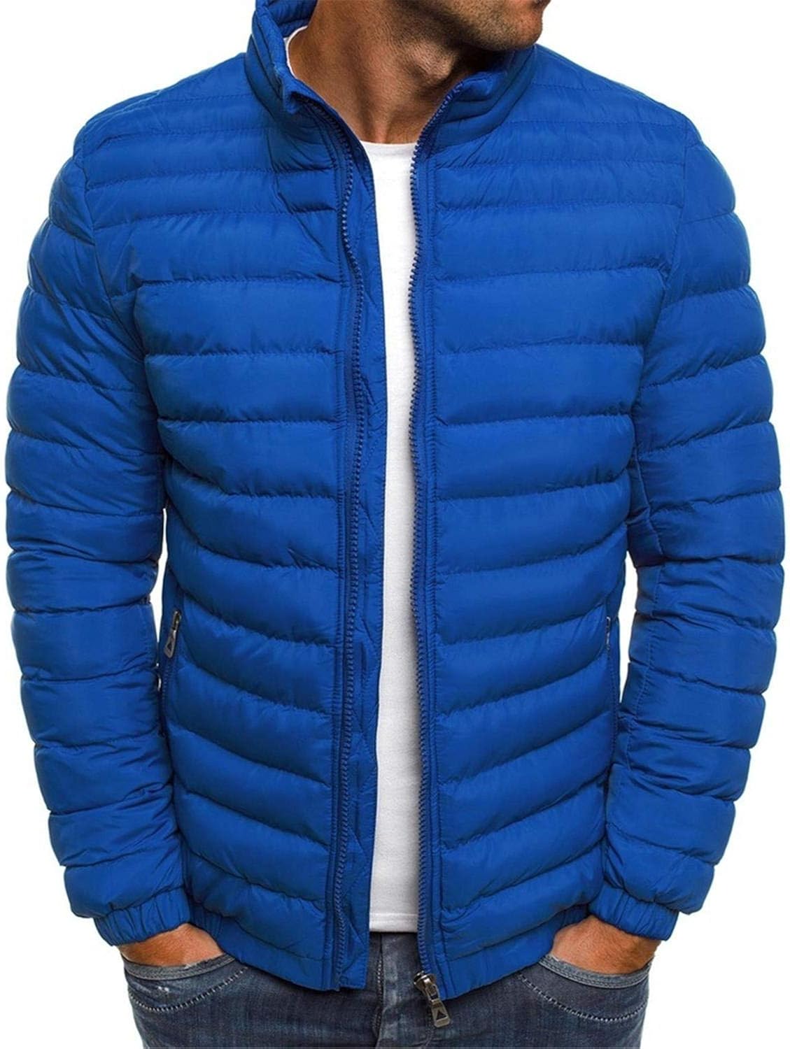 Men's Heated Down Jacket, Lightweight Water-Resistant Stand Collar Coat Puffer Jacket Outerwear 