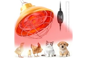 WISMOIER Chicken Heat Lamp Carbon Fiber Tube Brooder Heater Lamps for Chicks,Adjustable 2 Temperature Hanging Chicken Warmer for Livestock Dog Kennel,Cat House,Round 175W/350W