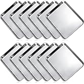 Zopeal 12 Pieces Baking Sheet Pan Cookie Sheet Set for Oven Stainless Steel Trays Nonstick Small Serving Tray Cake Toaster Metal Food Trays, Oven and Dishwasher Safe(10 x 8 x 1 Inch)