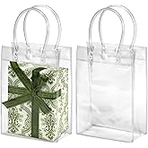 BadenBach 15 Pack Clear Gift Bags with Handles, 5.9 x 7.9 x 2.8 Inch Transparent Plastic Party Favor Bags Bulk, Small PVC Tote Goodie Bags for Birthday Wedding Baby Shower Valentine's Day Gifts Wrap