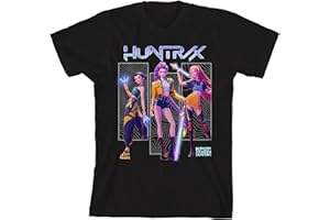 Bioworld Kpop Demon Hunters Huntrix Rumi Zoey Mira Boy's Black Crew Neck Short Sleeve T-Shirt