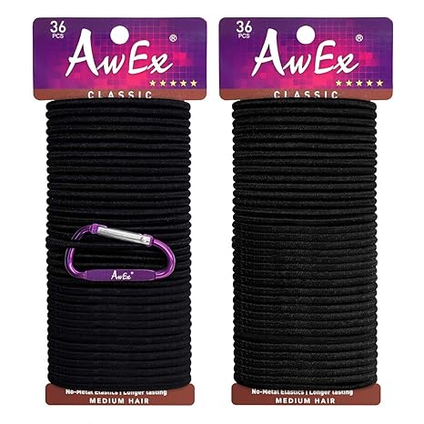 Buy Awex Strong Black Hair Ties 72 Pcs 4 Mm Size Hair Elastics