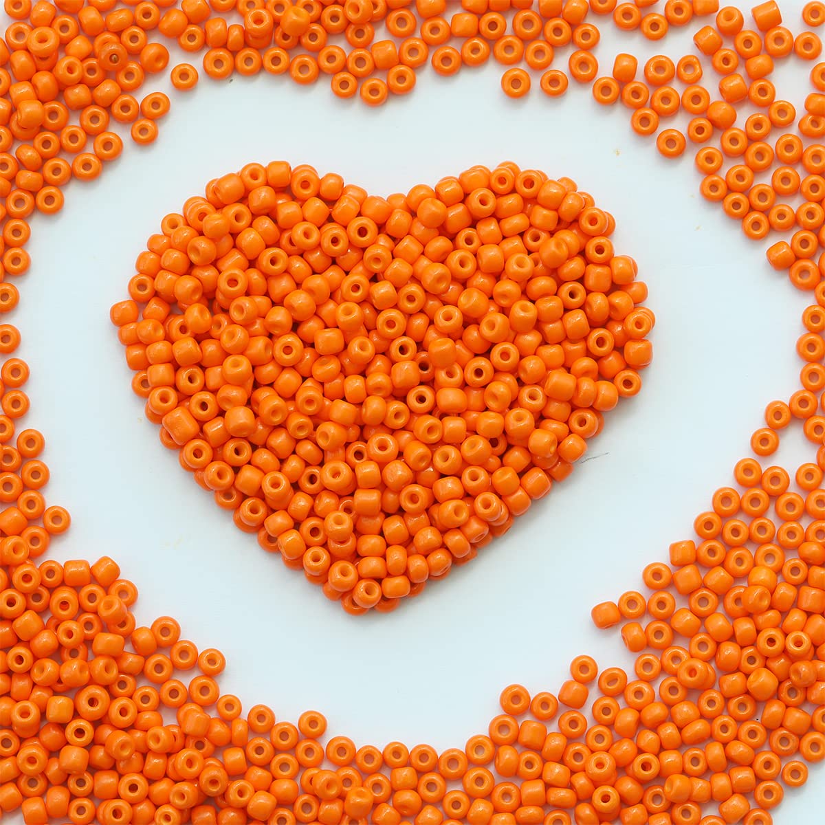 4mm Orange Seed Beads About 1600pcs/110Grams in Bag,6/0 Glass Craft Beads for Making Earrings, Waist Jewelry, DIY Handmade (Orange)