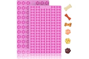 ECERANGUS 2 PCS Mini Silicone Molds, Dog Treat Molds,106 Cavity Dog Bone Mold 69 Cavity Paw Silicone Mold for Baking Biscuits, Cookie, Candy, Chocolate, Jelly Pet Dog Treats Mold (Mini Dog Bone+Dog Paw)