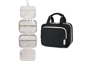 Narwey Hanging Toiletry Bag for Women Travel Makeup Bag Organizer Toiletries Bag for Travel Size Essentials Accessories Cosmetics (Black (Medium))