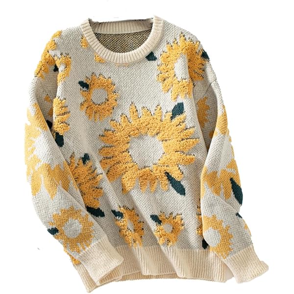 Women's 2024 Winter Fall Tops Sunflower Towel Embroidered Round
