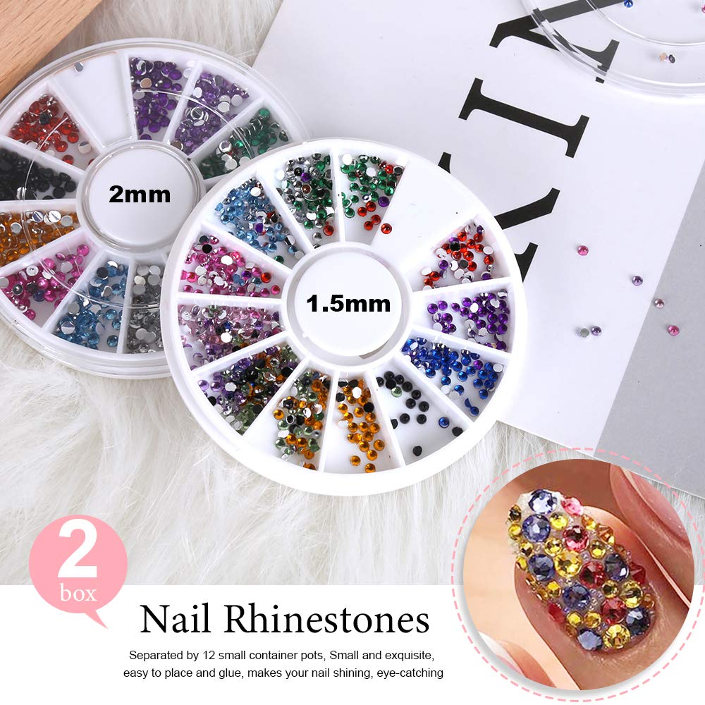 Nail Pen Designer, Teenitor Stamp Nail Art Tool with 15pcs Nail Painting Brushes, Nail Dotting Tool, Nail Foil, Manicure Tape, Color Rhinestones for Nails : Beauty