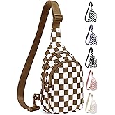 KAHADI Checkered Sling Bag for Women, Small Checkered Crossbody Chest Bag with Shoulder Strap Fanny Pack Purse, Travel