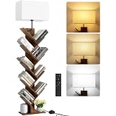OUTONLIFE 9 Tier Tree Bookshelf with Light, Remote &amp; Timer, Modern Tall Floor Standing Book Shelf, Narrow Wood Bookcase, Small Book Organizer Shelves for Living Room, Bedroom, Office