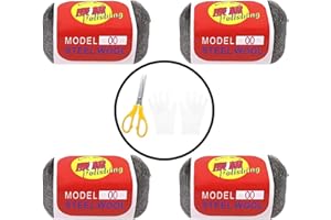 ZHSLDQ Steel Wool,Hole Filler, Gap Filler, Crack Corner Filler with Graduated Scissors and Gloves for Garden, Garage and Gome, Size 160“ x 3”（4 Roll
