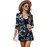Floerns Women's Casual Long Sleeve Graphic Colorful Blazer Work Suit Jackets