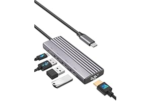 CHERUJE USB C Docking Station 4K@60Hz HDMI Monitor, USB C Hub with 4USB-A 3.0 Ports, 100W PD, USB C Hub Multiport Adapter Compatible for MacBook Pro/Air, Dell Laptops, HUB USB Surpport Mouse, Keyboard