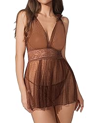 Lilosy Sexy Polka Dots Mesh Sheer Babydoll Chemise