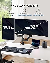 HUANUO 17-32 Inch Dual Monitor Stand, Gas Spring