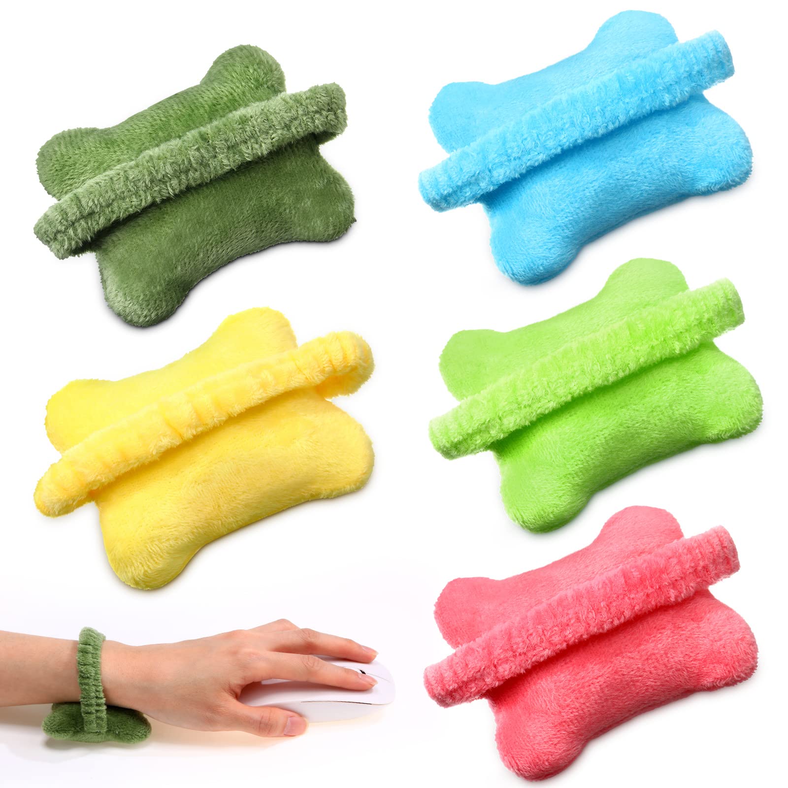 Photo 1 of 5 Pcs Wearable Mouse Wrist Rest 5 Colors Comfortable Wrist Support for Keyboard Lightweight Computer Support Cushion for Office Computer Laptop Gaming Typing Pain Relief, PP Cotton