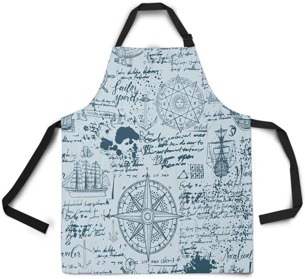 Tyrence Sugar Skull Tattoo Adjustable Apron for Kitchen Garden Cooking Grilling Chef Waitress Great Gift for Wife Ladies Men Boyfriend
