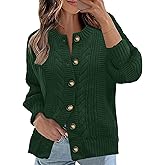 Rapbin Women's Cable Knit Cardigan Open Front Sweater Casual Long Sleeve Button Coats Outerwear