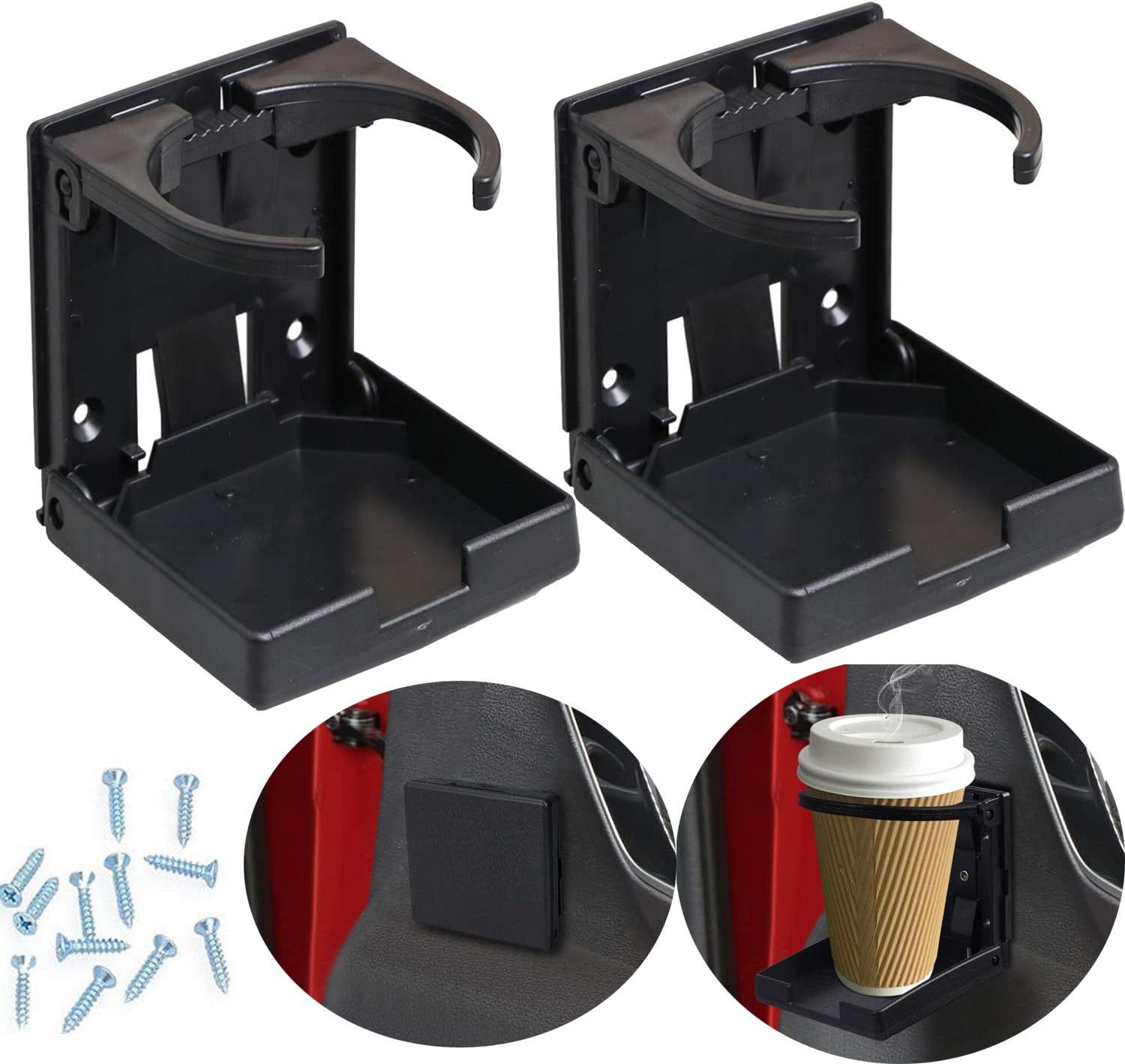 4 Pack Stainless Steel Adjustable Folding Cup Holders For Boat, Marine, RV, Caravan