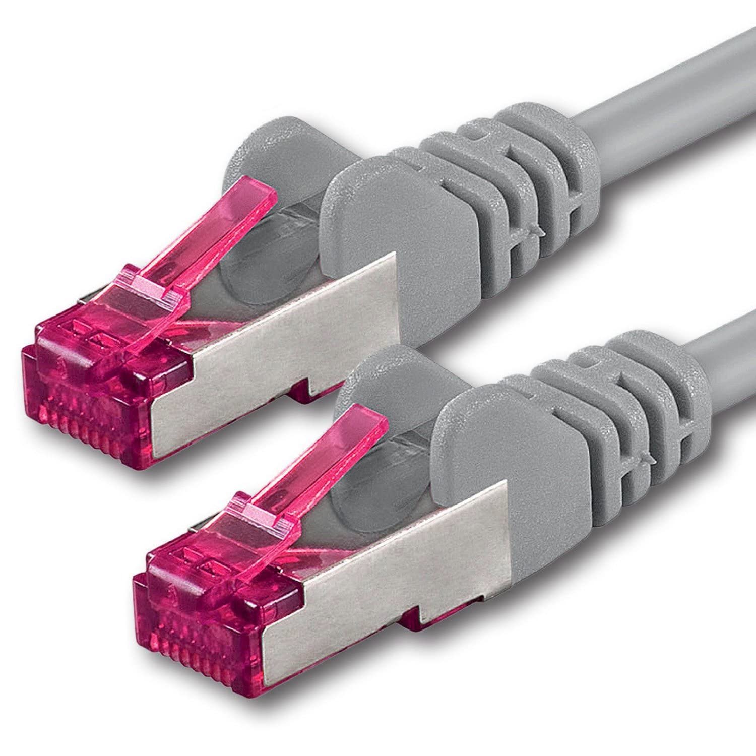1aTTack.de 50m - gray - 1 piece - network cable CAT6a (10Gb/s) S-FTP CAT 6a Lankacable - GHMT certified PIMF 500 MHz Cat5 Cat5e Cat6 Cat6a Cat7 for switch, router, modem, Internet