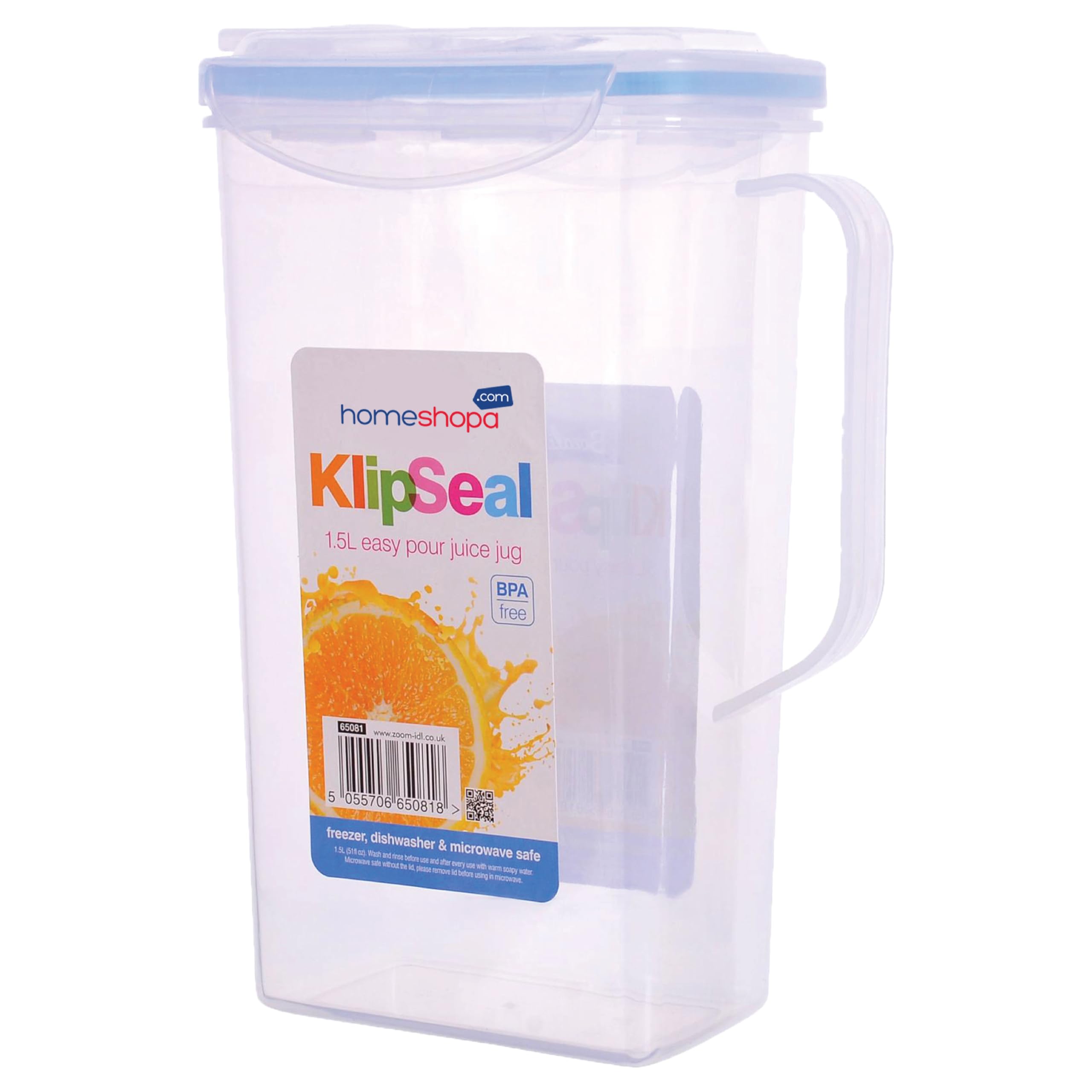 HOMESHOPA Plastic Pitcher, 1.5L Fridge Door Water Jug with Handle, BPA Free Plastic Pitcher with Flip Top Lid, Airtight Leakproof Liquid Water Storage Jug, Dishwasher Freezer Microwave Safe