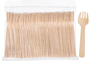 Hedume 500 Pack Disposable Wooden Sporks, 4" Biodegradable Compostable Birchwood Fork Spoon 2-in-1 Utensil, Perfect for Desse