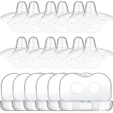 Nuanchu 12 Pcs Nipple Shields for Breastfeeding Newborn, Nipple Protectors | 20 mm Nursing Cups Bulk, Clear Carrying Case Included, Soft Silicone Extender, for Protecting Sore, Flat or Inverted
